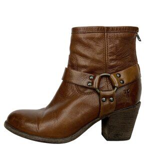 Frye Tabitha Harness Short Boots 7 1/2 B Cognac Brown Leather